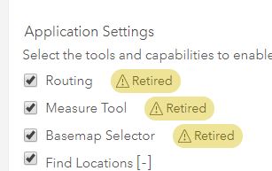 retired app settings for web map